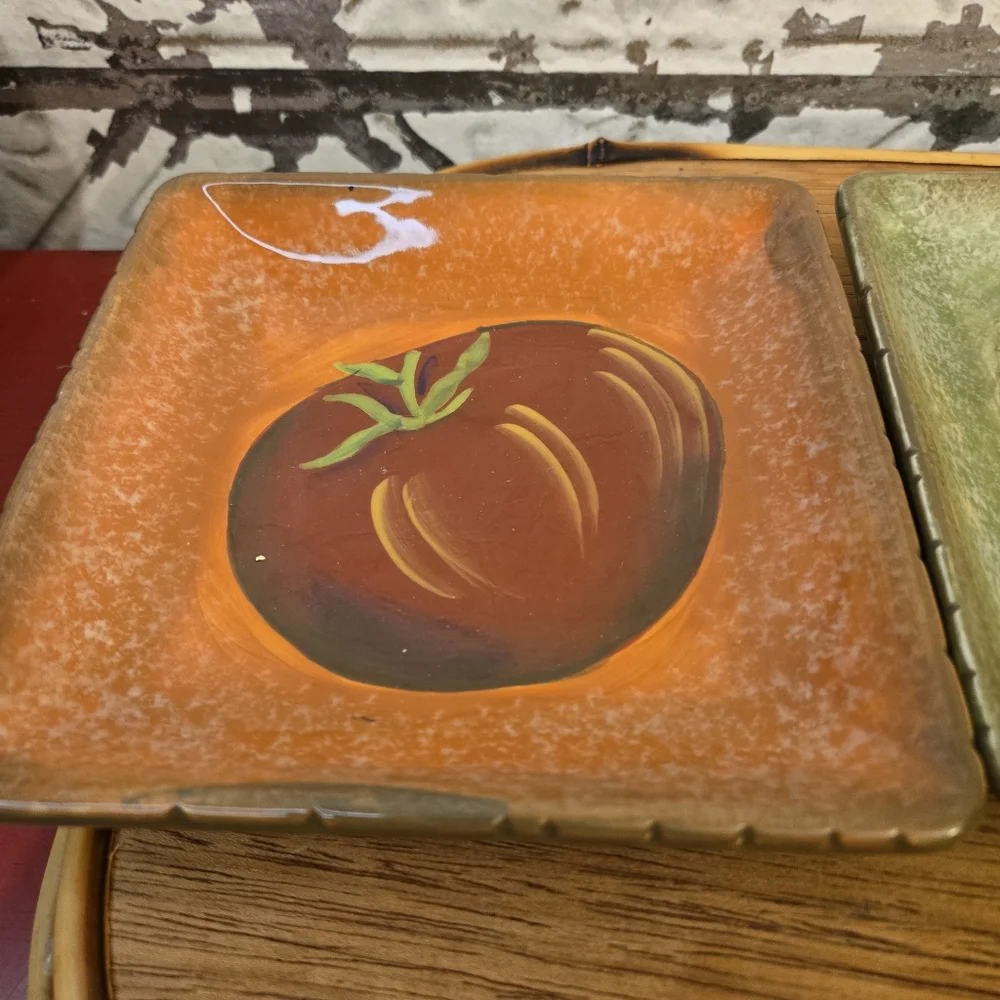 Terra Toscana Clay Art Collection Set of Three Hand-Painted Ceramic Plates Used